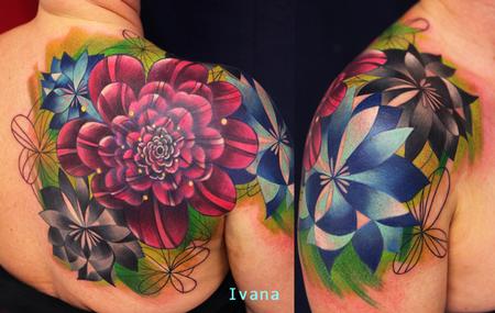 Tattoos - Colorful Fractal Flowers - 76009